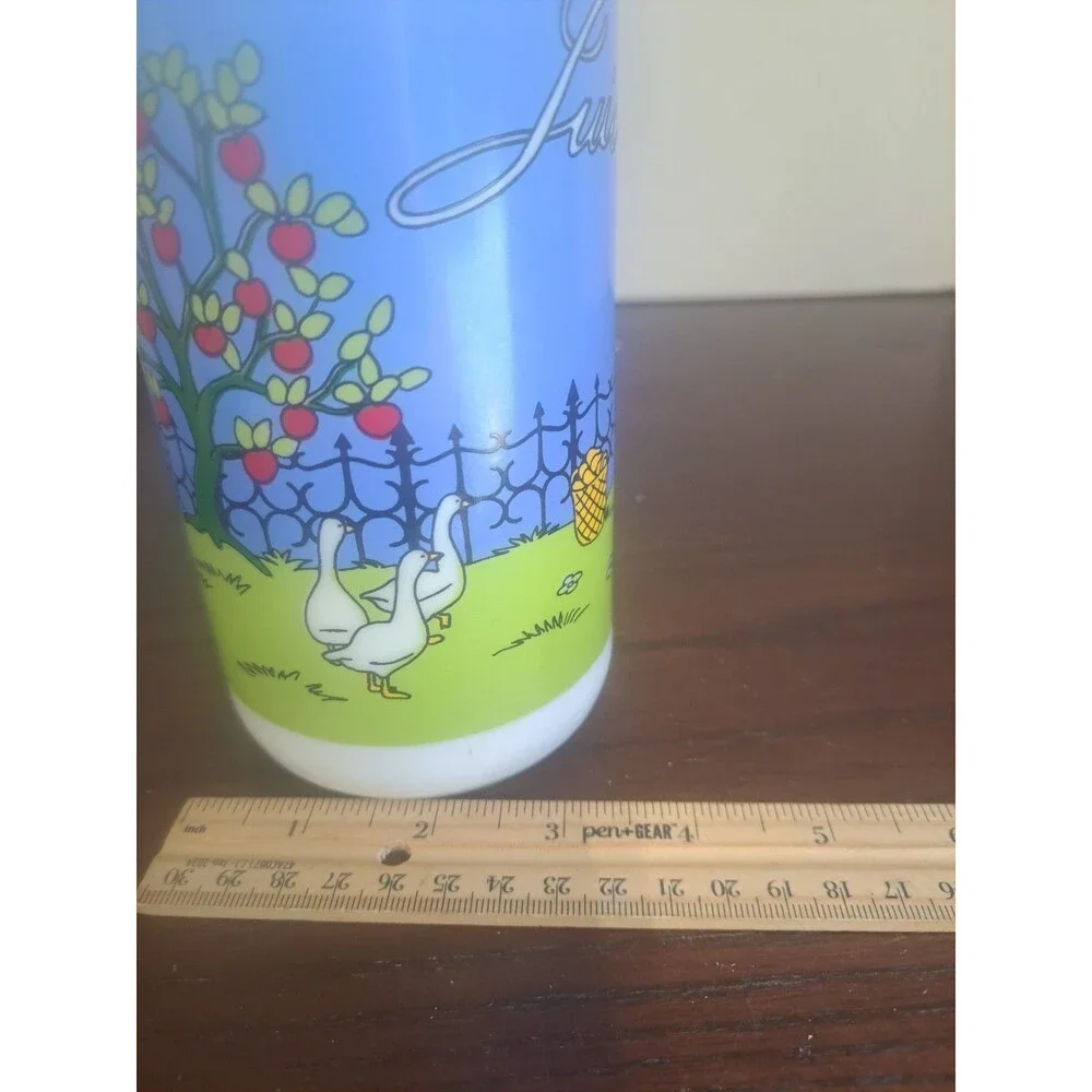 1980s Carlton Glass Country Juice Theme Milk Glass Bottle